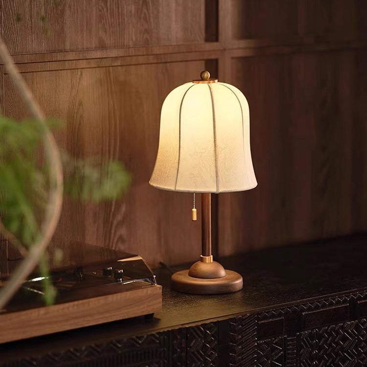 French Dome Solid Wood Floral Fabric Lamp