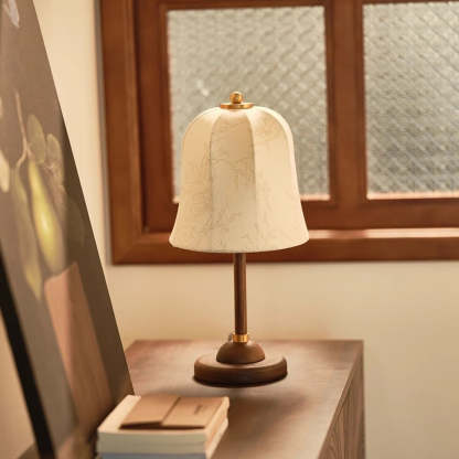 French Dome Solid Wood Floral Fabric Lamp