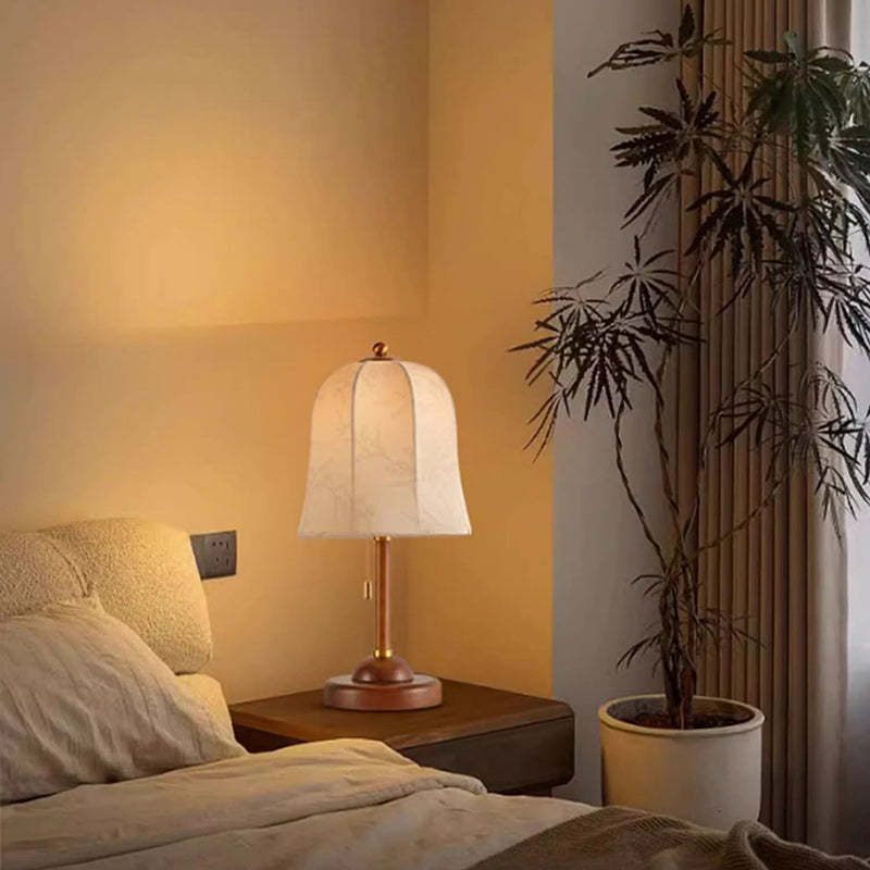 French Dome Solid Wood Floral Fabric Lamp