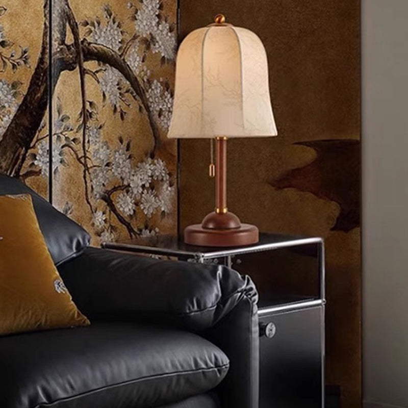 French Dome Solid Wood Floral Fabric Lamp