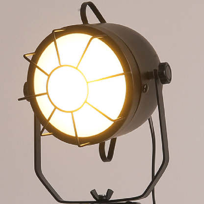 Vintage Tripod Cylinder Iron Wood Table Lamp