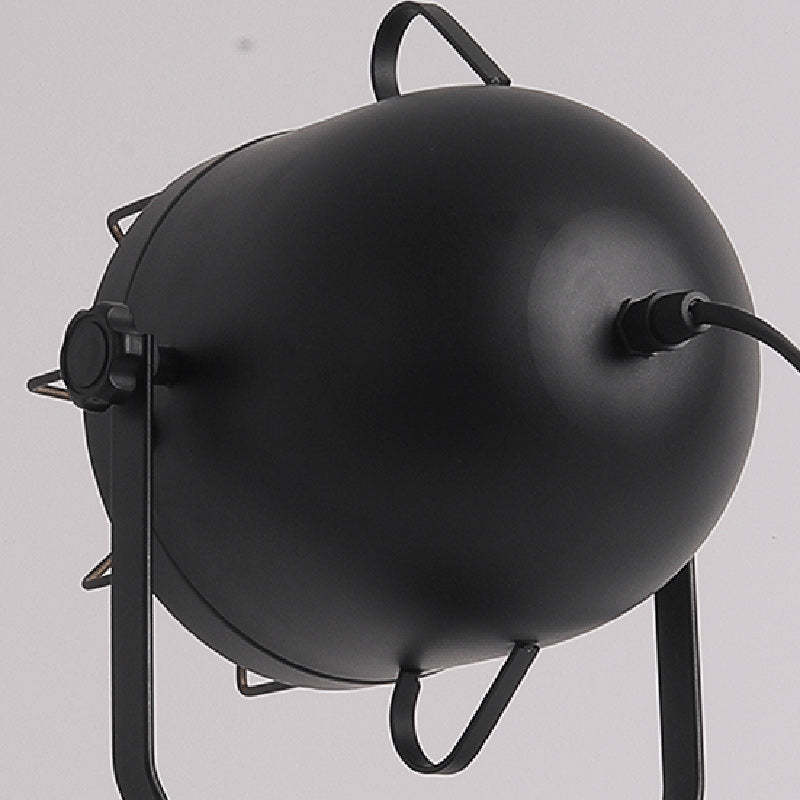 Vintage Tripod Cylinder Iron Wood Table Lamp