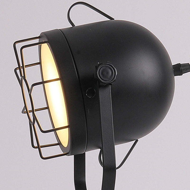 Vintage Tripod Cylinder Iron Wood Table Lamp