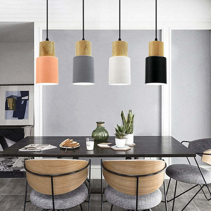 Minimalist Cylinder Solid Wood Pendant Light