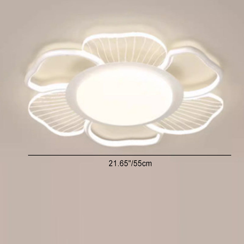 Minimalist Round Flower Iron Plastic LED Flush Mount Light