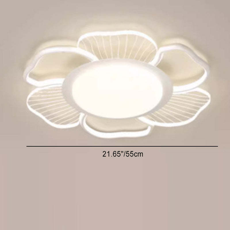 Minimalist Round Flower Iron Plastic LED Flush Mount Light