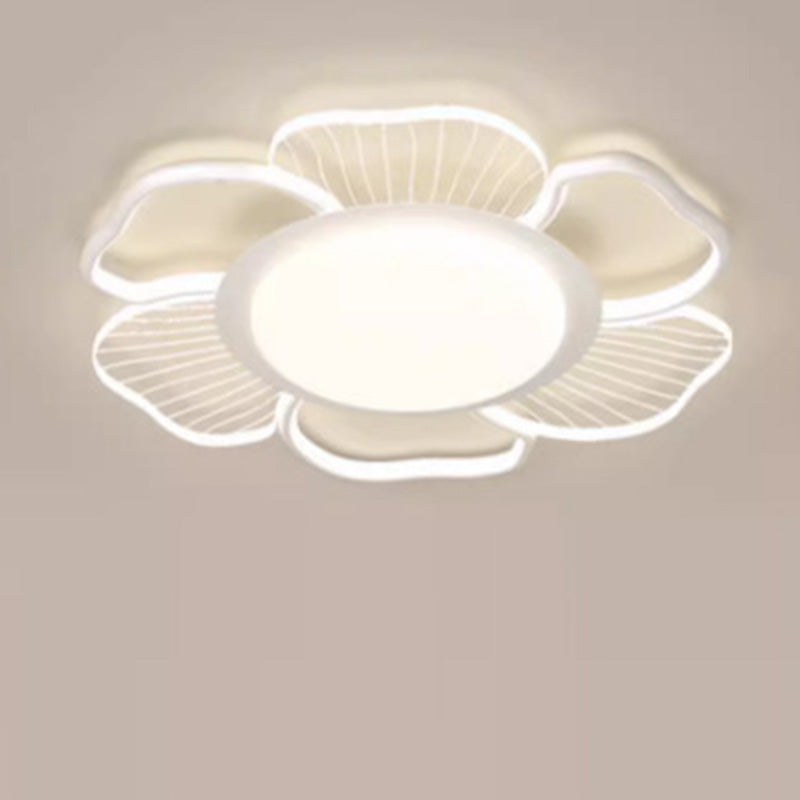 Minimalist Round Flower Iron Plastic LED Flush Mount Light