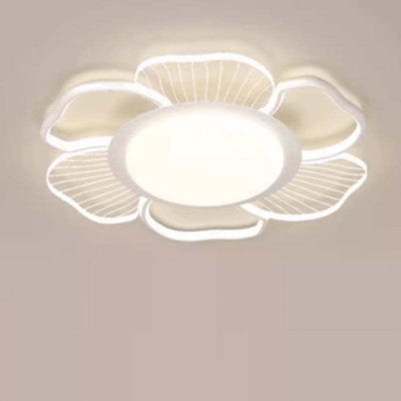 Minimalist Round Flower Iron Plastic LED Flush Mount Light