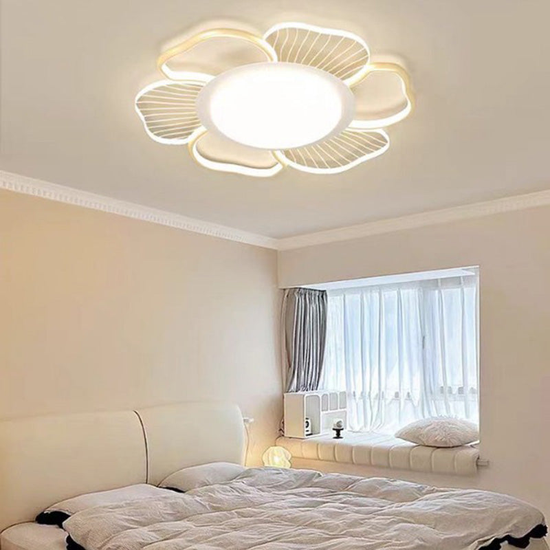 Minimalist Round Flower Iron Plastic LED Flush Mount Light