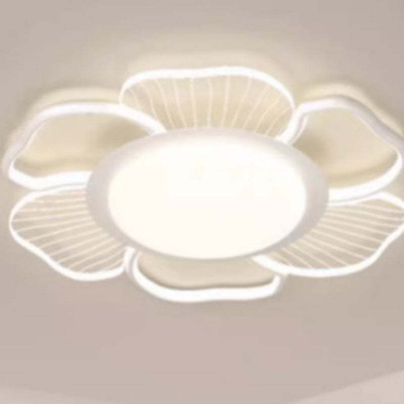 Minimalist Round Flower Iron Plastic LED Flush Mount Light