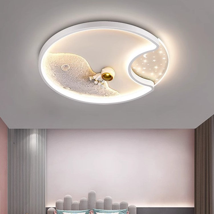 Minimalist round moon white acrylic flush mount lighting — Cool White (6000K) / 220V-240V (UK/AU