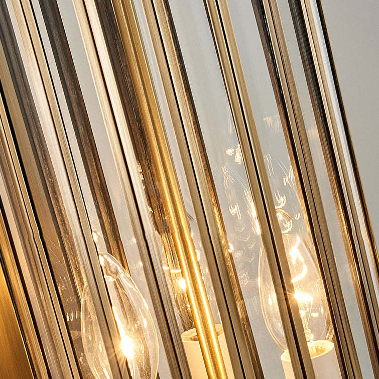 Modern Line Cylinder Copper Frame Glass Shade Wall Sconce