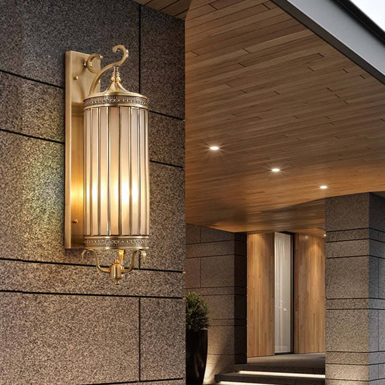 Lighom luxury shade frame gold outdoor wall lighting — 21.65" H x 5.91" W / Gold Frame & Clear Glass / 220V-240V (UK/AU)