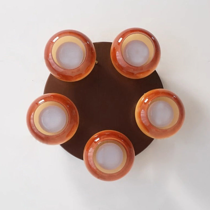 Retro Round Oval Iron Glass Ceiling Light