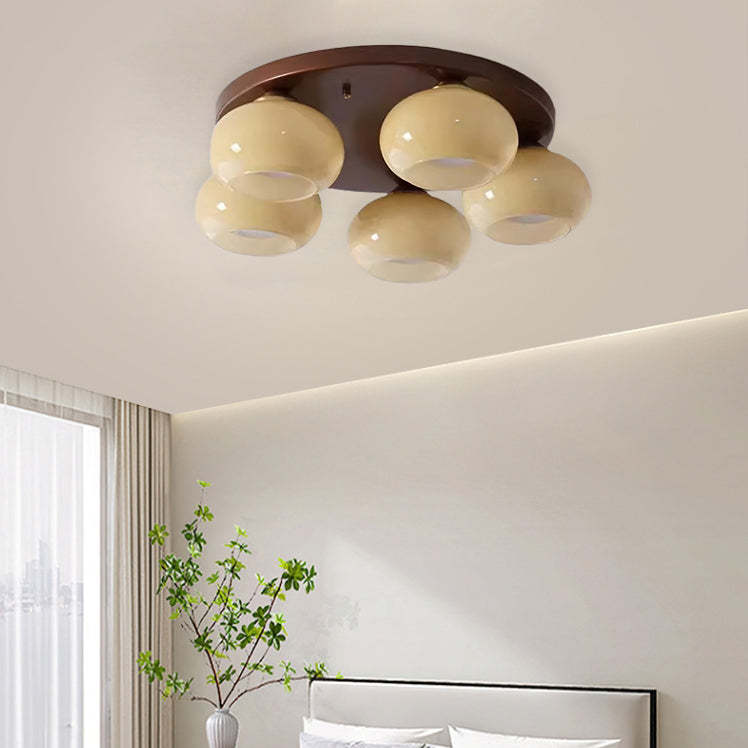 Retro Round Oval Iron Glass Ceiling Light