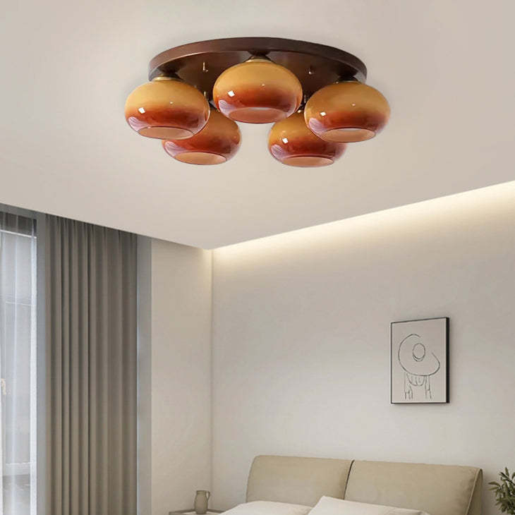 Retro Round Oval Iron Glass Ceiling Light