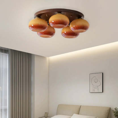 Retro Round Oval Iron Glass Ceiling Light