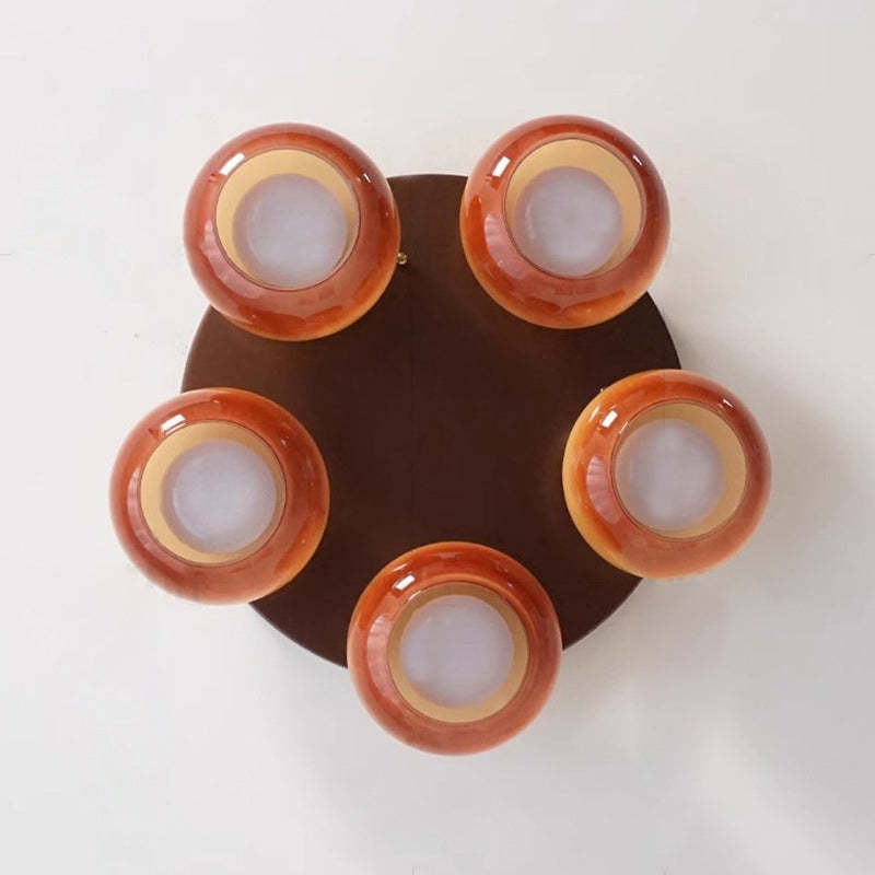 Retro Round Oval Iron Glass Ceiling Light