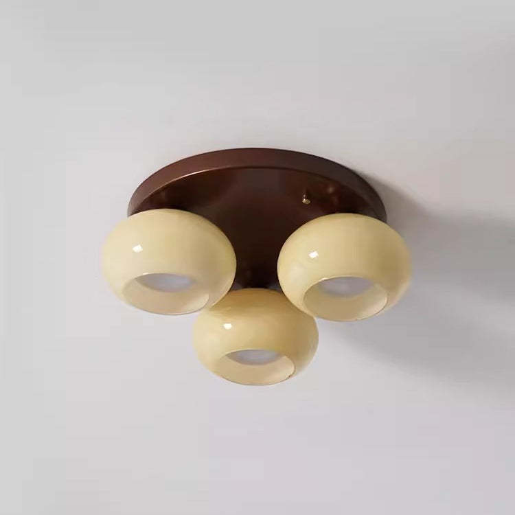 Retro Round Oval Iron Glass Ceiling Light