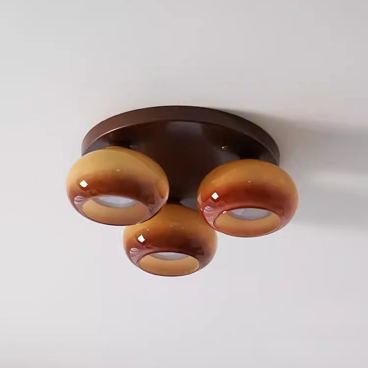 Retro Round Oval Iron Glass Ceiling Light