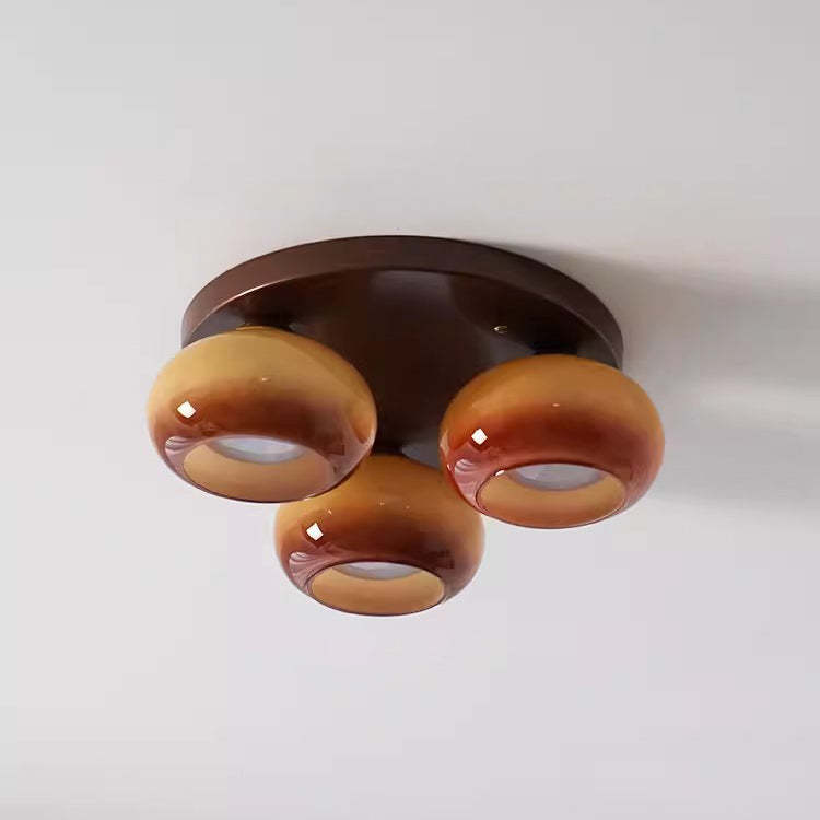 Retro Round Oval Iron Glass Ceiling Light