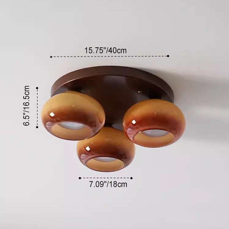 Retro Round Oval Iron Glass Ceiling Light