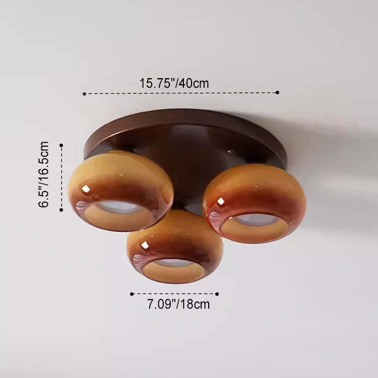 Retro Round Oval Iron Glass Ceiling Light