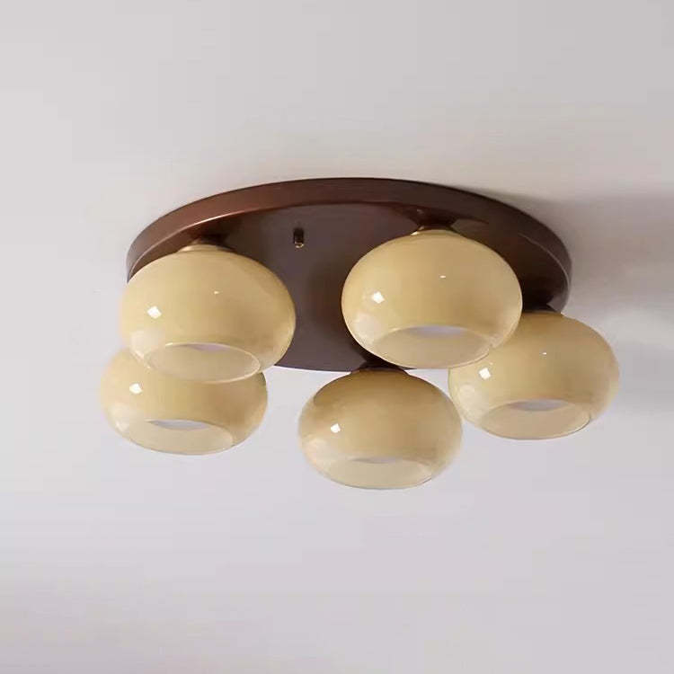 Retro Round Oval Iron Glass Ceiling Light