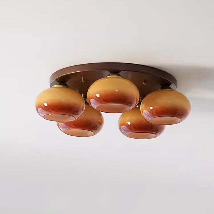 Retro Round Oval Iron Glass Ceiling Light