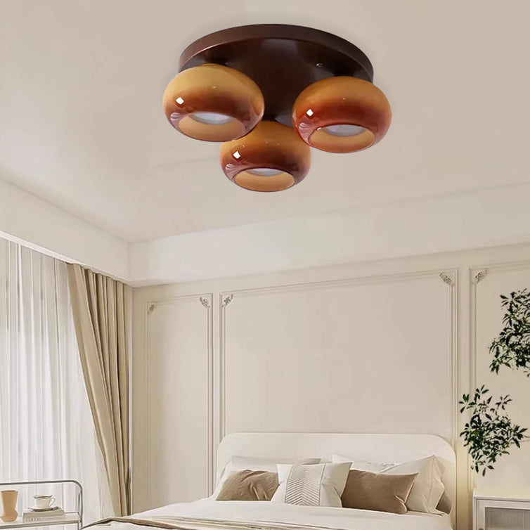 Oval retro beige semi-flush mount light, Lighom — 3-Light / 220V-240V (UK/AU)
