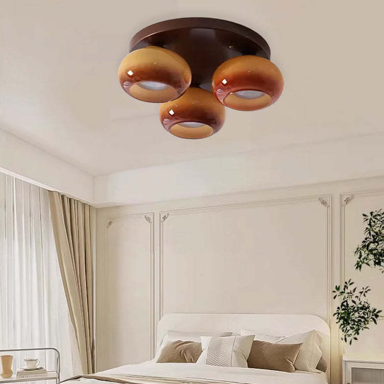 Retro Round Oval Iron Glass Ceiling Light
