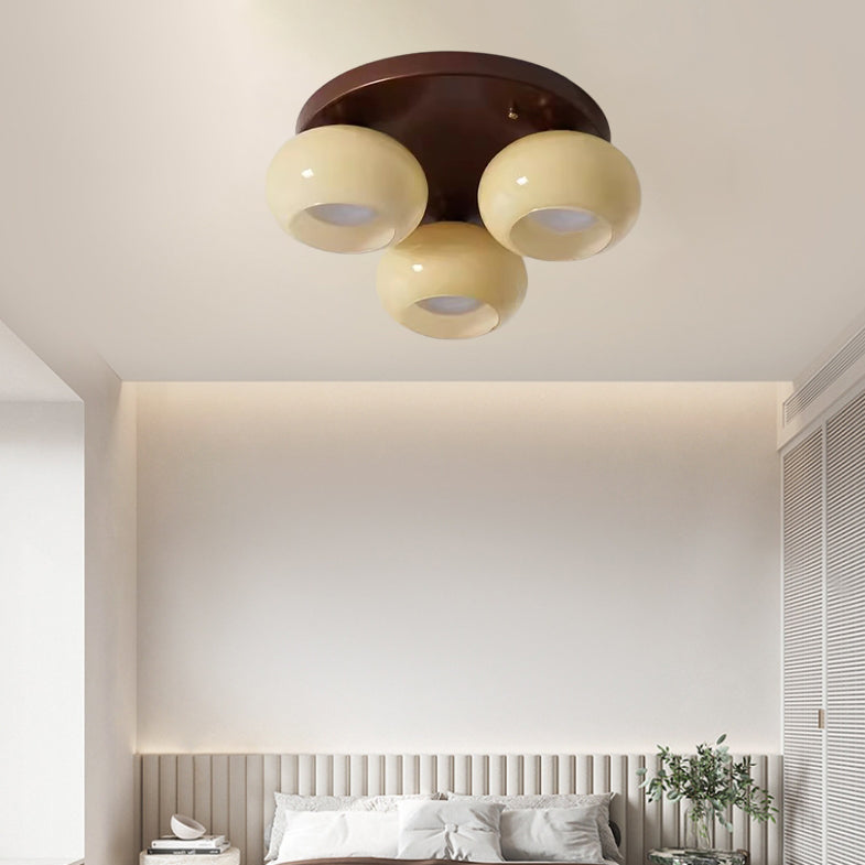 Retro Round Oval Iron Glass Ceiling Light