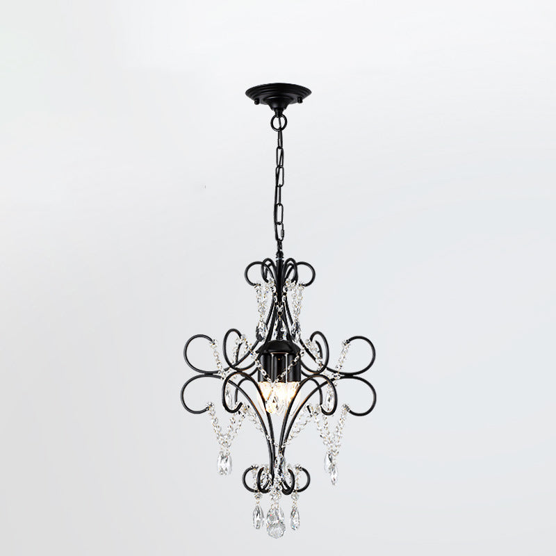 French Branch Candelabra Iron Crystal Chandelier