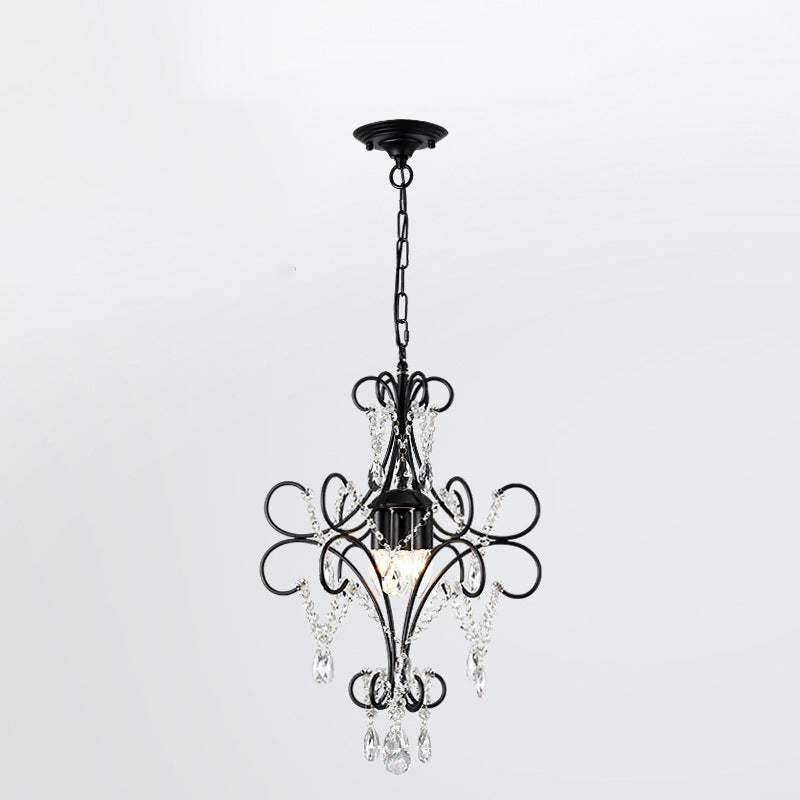 French Branch Candelabra Iron Crystal Chandelier