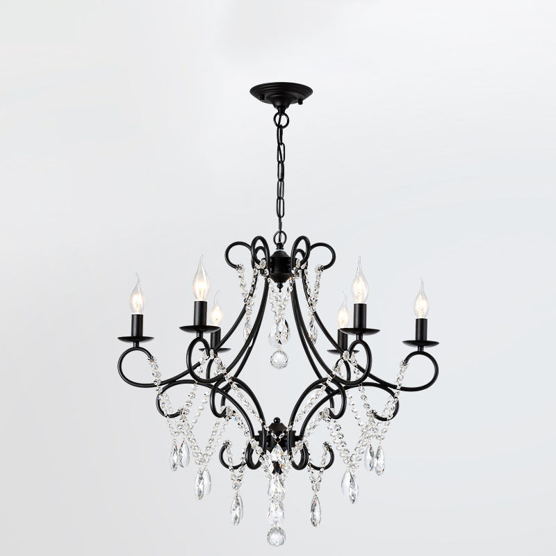 French Branch Candelabra Iron Crystal Chandelier