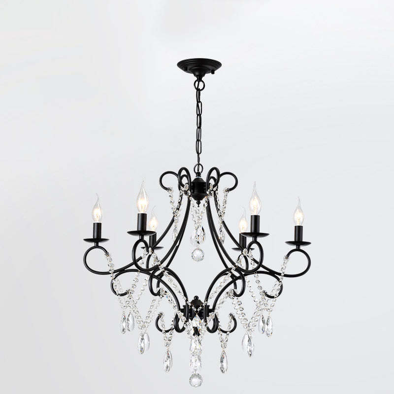 French Branch Candelabra Iron Crystal Chandelier