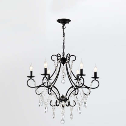 French Branch Candelabra Iron Crystal Chandelier