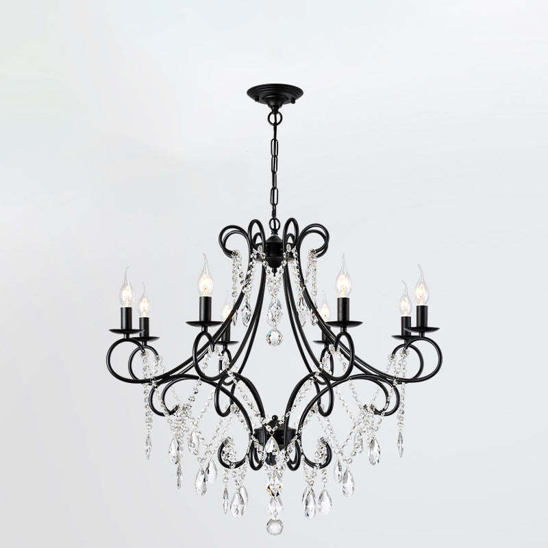 French Branch Candelabra Iron Crystal Chandelier