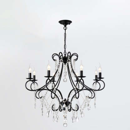 French Branch Candelabra Iron Crystal Chandelier