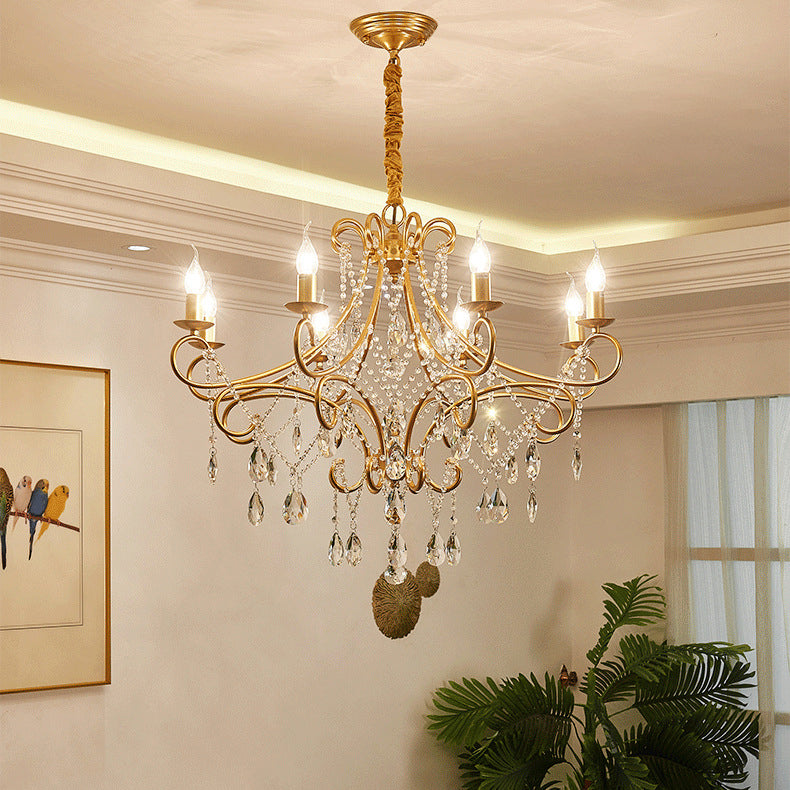 French Branch Candelabra Iron Crystal Chandelier
