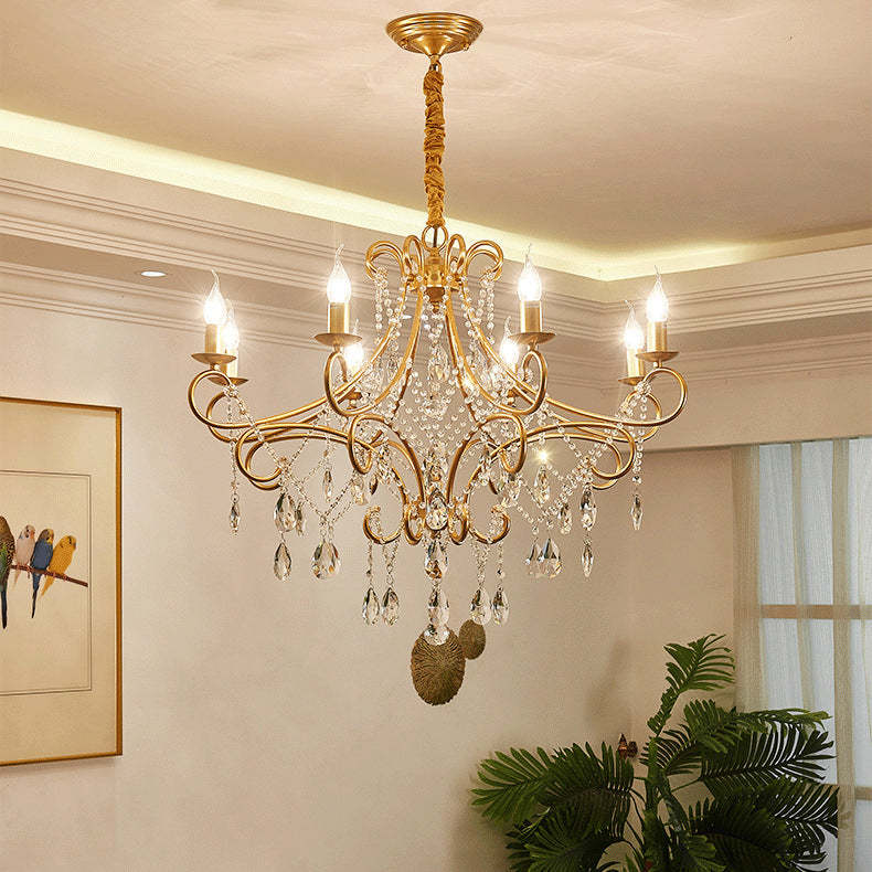 French Branch Candelabra Iron Crystal Chandelier