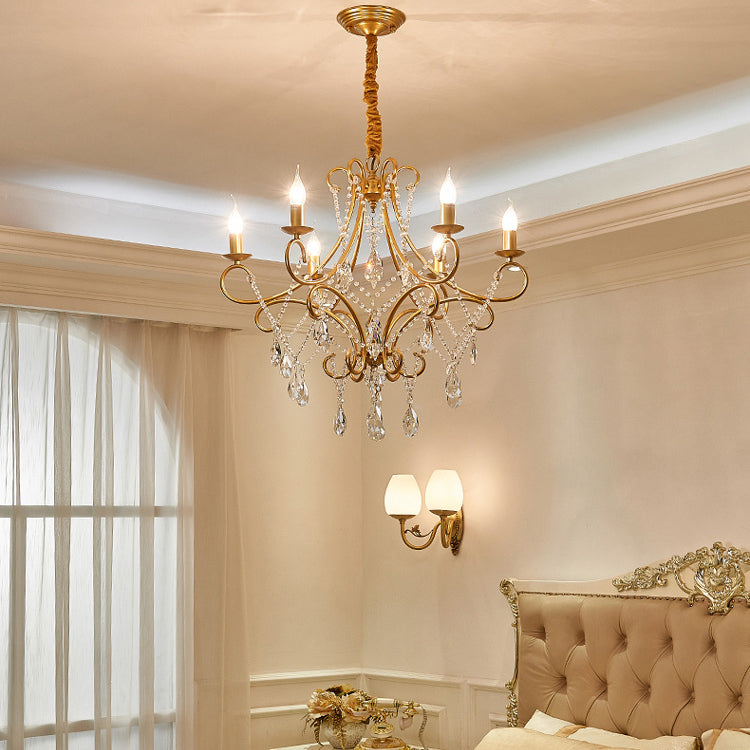 French Branch Candelabra Iron Crystal Chandelier