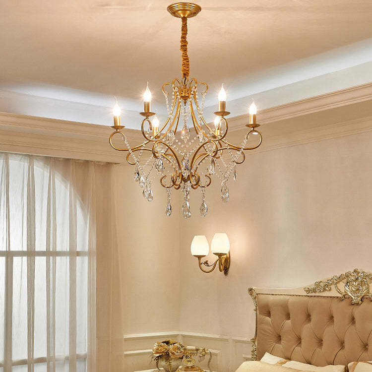 French Branch Candelabra Iron Crystal Chandelier