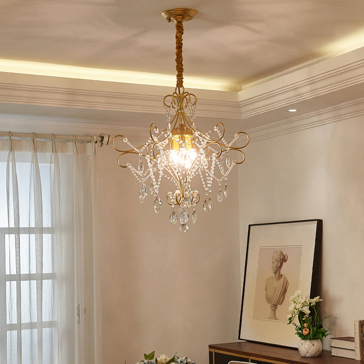 French Branch Candelabra Iron Crystal Chandelier
