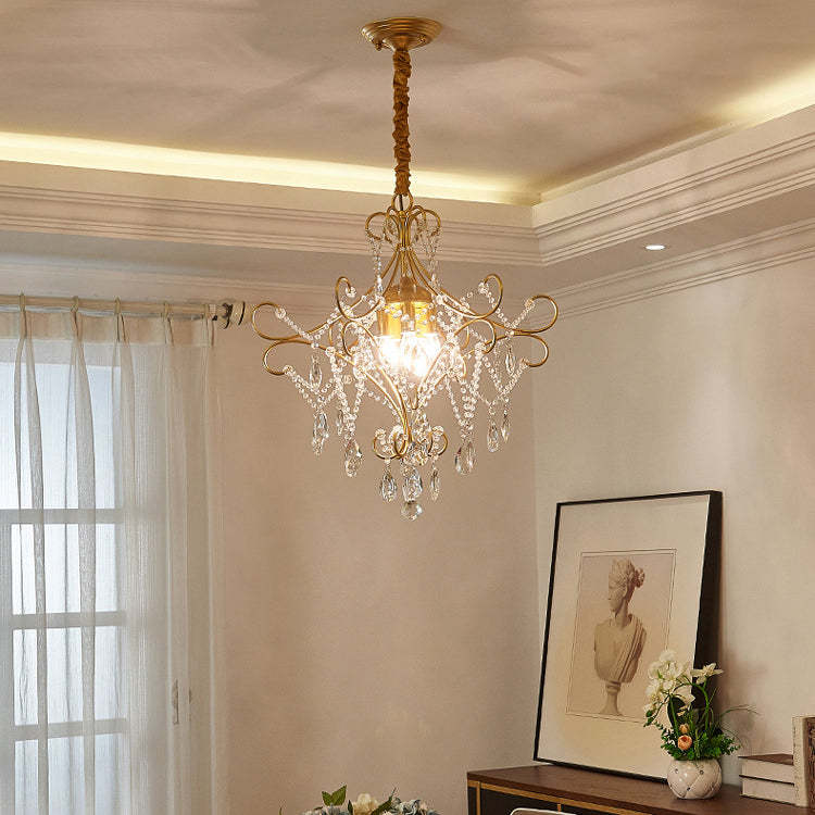 French Branch Candelabra Iron Crystal Chandelier