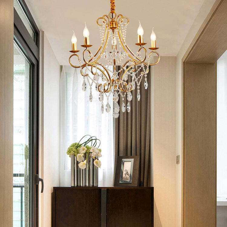 French Branch Candelabra Iron Crystal Chandelier