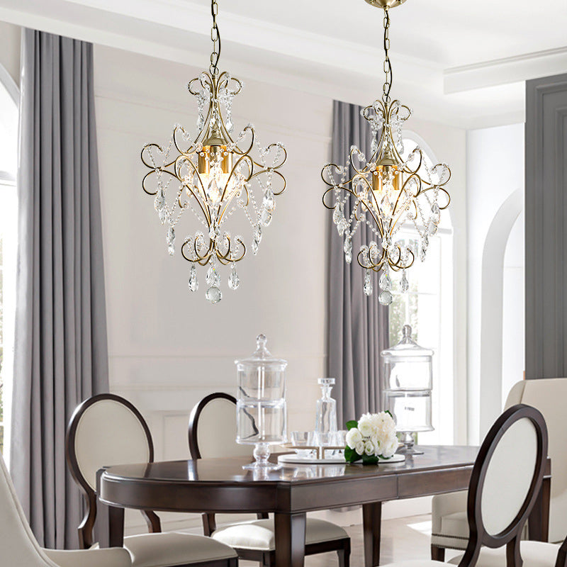 French Branch Candelabra Iron Crystal Chandelier