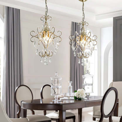 French Branch Candelabra Iron Crystal Chandelier