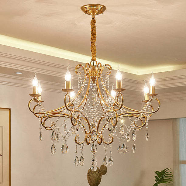 French Branch Candelabra Iron Crystal Chandelier