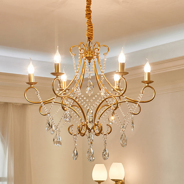 French Branch Candelabra Iron Crystal Chandelier